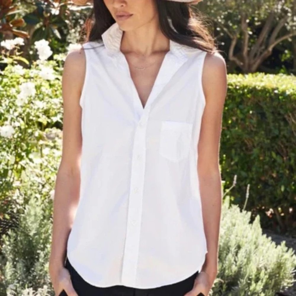 Frank & Eileen White Sleeveless Button-Down Shirt